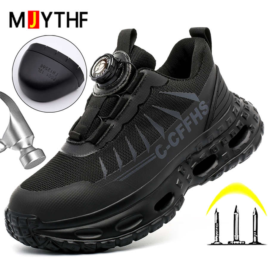Mesh Sneaker Women - Rotating Button Women Safety Shoes Anti-Smash