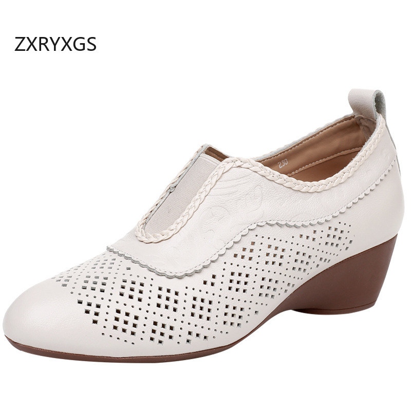 ZXRYXGS Top Layer Cowhide Holl - Women Shoes Size 4 In Cm ulasan dan harga