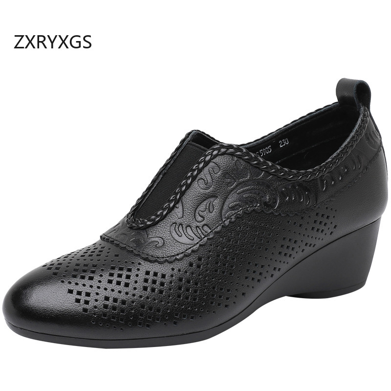 ZXRYXGS Top Layer Cowhide Holl - Women Shoes Size 4 In Cm ulasan dan harga