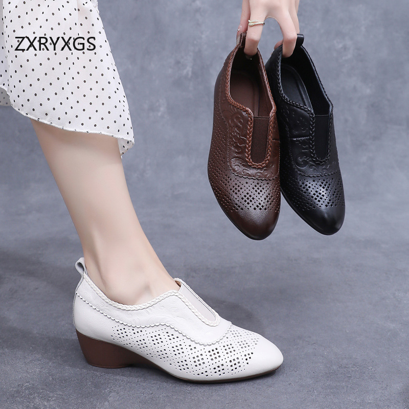 ZXRYXGS Top Layer Cowhide Holl - Women Shoes Size 4 In Cm ulasan dan harga