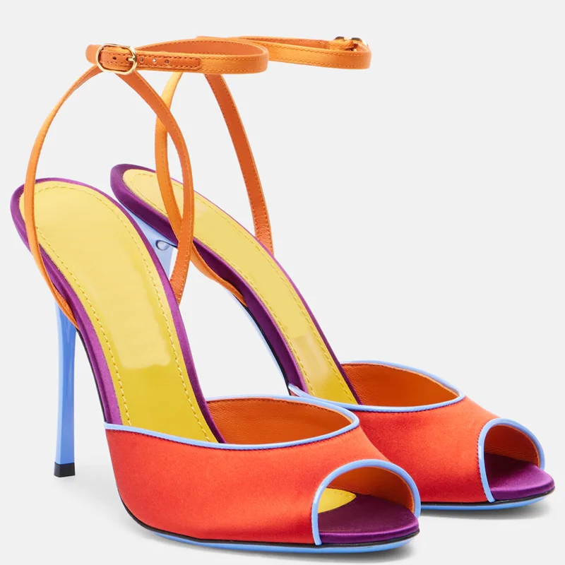 Satin Mixed Colors Peep Toe Sa - Women'S Shoes Peep Toe ulasan dan harga