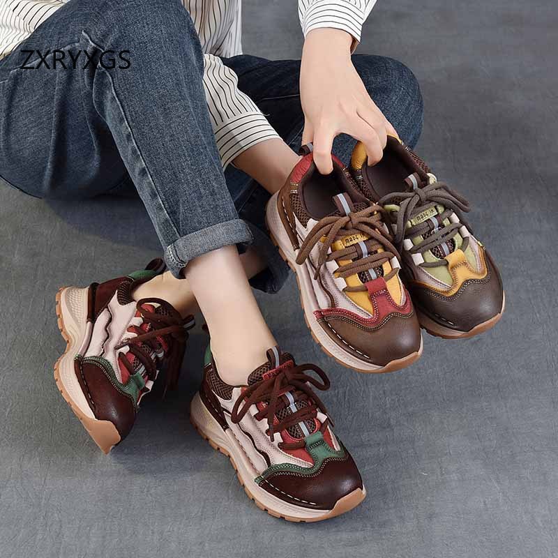 ZXRYXGS Top Cowhide Spell Colo - Women Shoes Size 4 In Cm ulasan dan harga