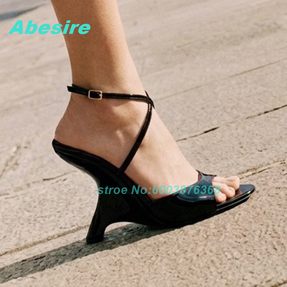 Black Patent-Leather Peep Toe  - Women'S Shoes Y2K ulasan dan harga