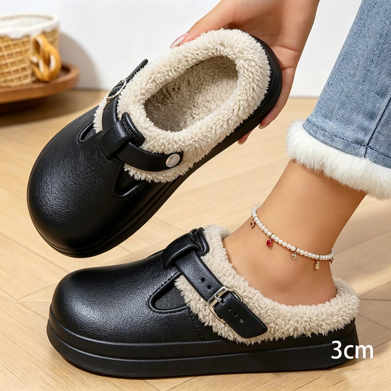 Casual Metal Buckle Warm Plush - Women'S Shoes Water Resistant ulasan dan harga