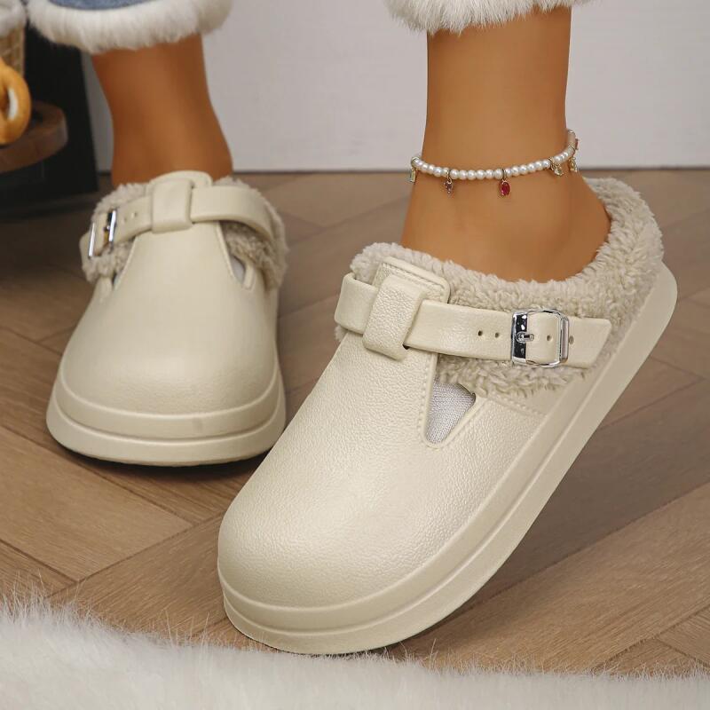 Casual Metal Buckle Warm Plush - Women'S Shoes Water Resistant ulasan dan harga