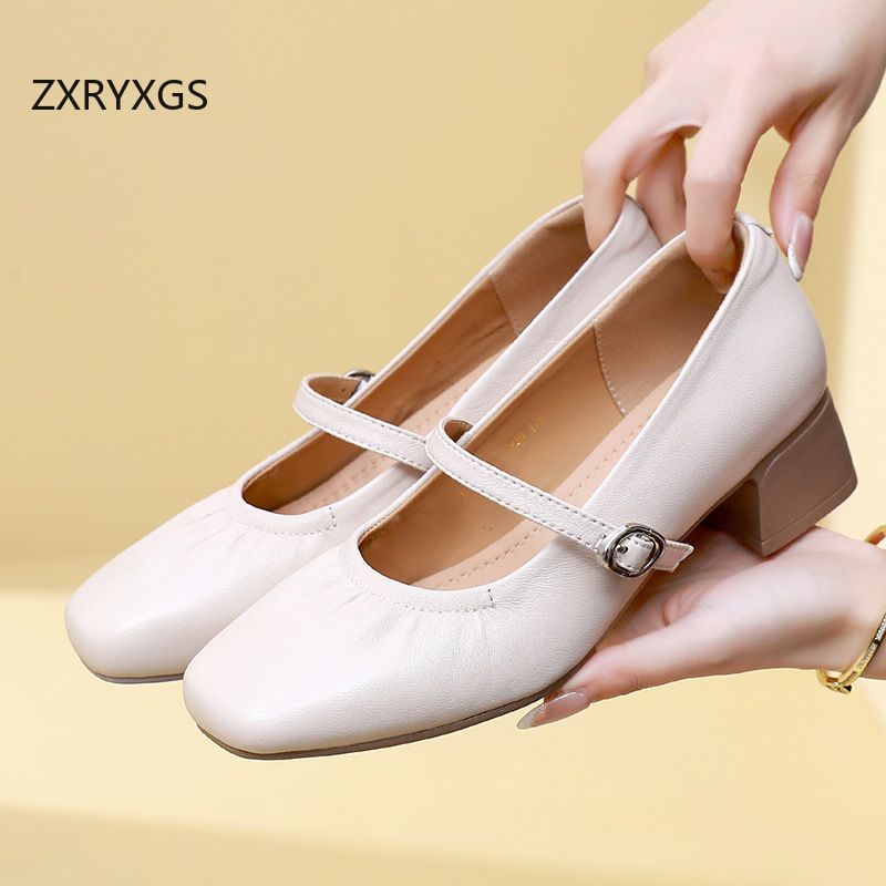 ZXRYXGS Premium Sheepskin Squa - Women Shoes Size 4 In Cm ulasan dan harga