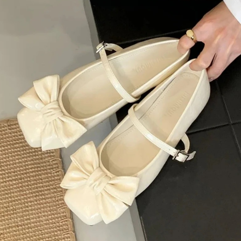 Cute Bowknot Square Toe Design - Women Shoes Brands ulasan dan harga