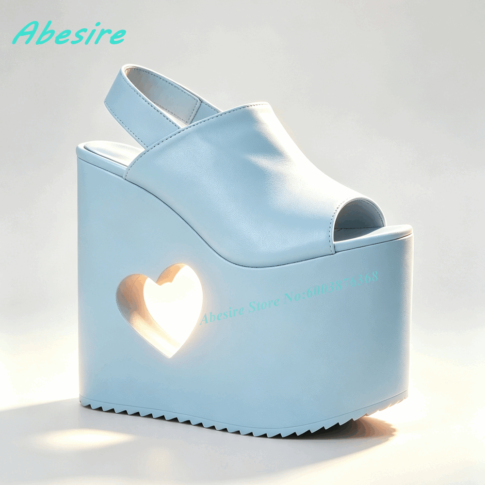 Pink Heart Cutout Wedge Platfo - Women'S Shoes Y2K ulasan dan harga