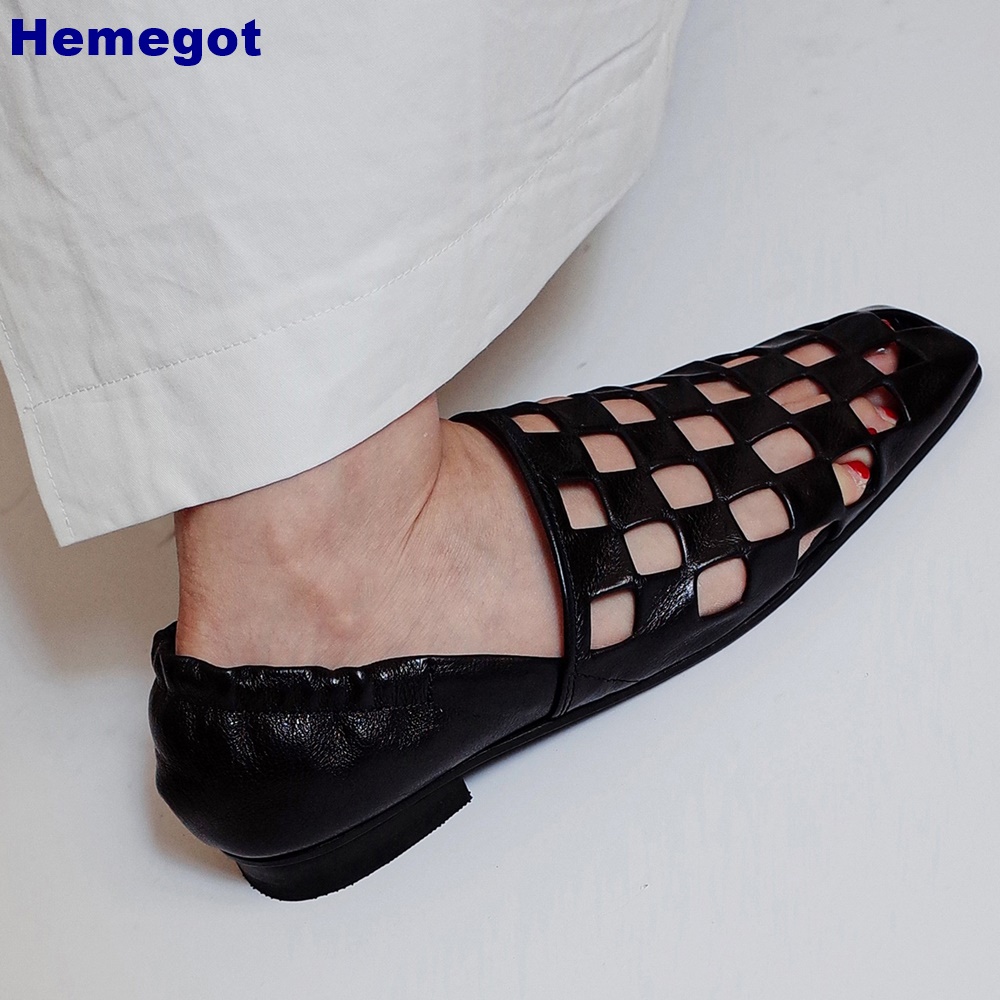 Women Black Caged Flat Sandals - Women'S Shoes To Men'S ulasan dan harga