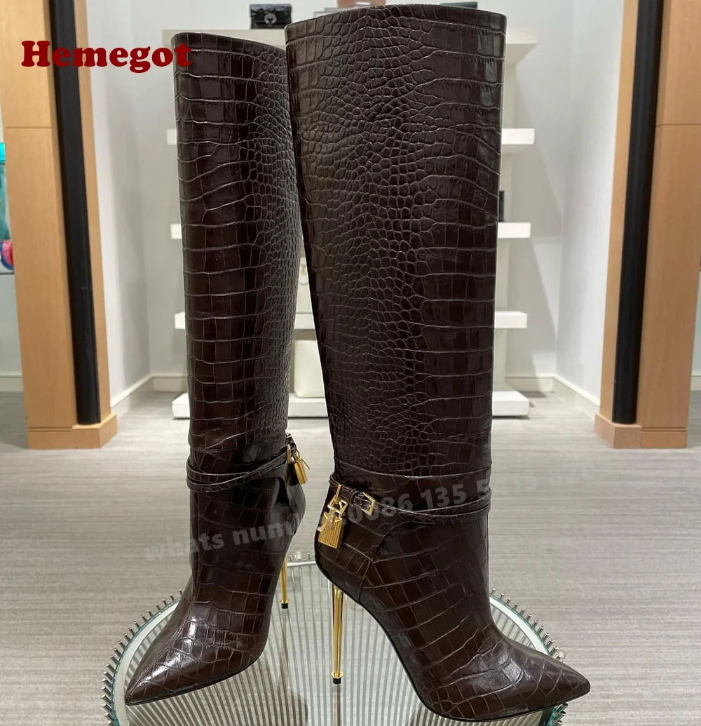 Croc-Pattern Metal Heels Knee  - Women'S Shoes Crocs ulasan dan harga