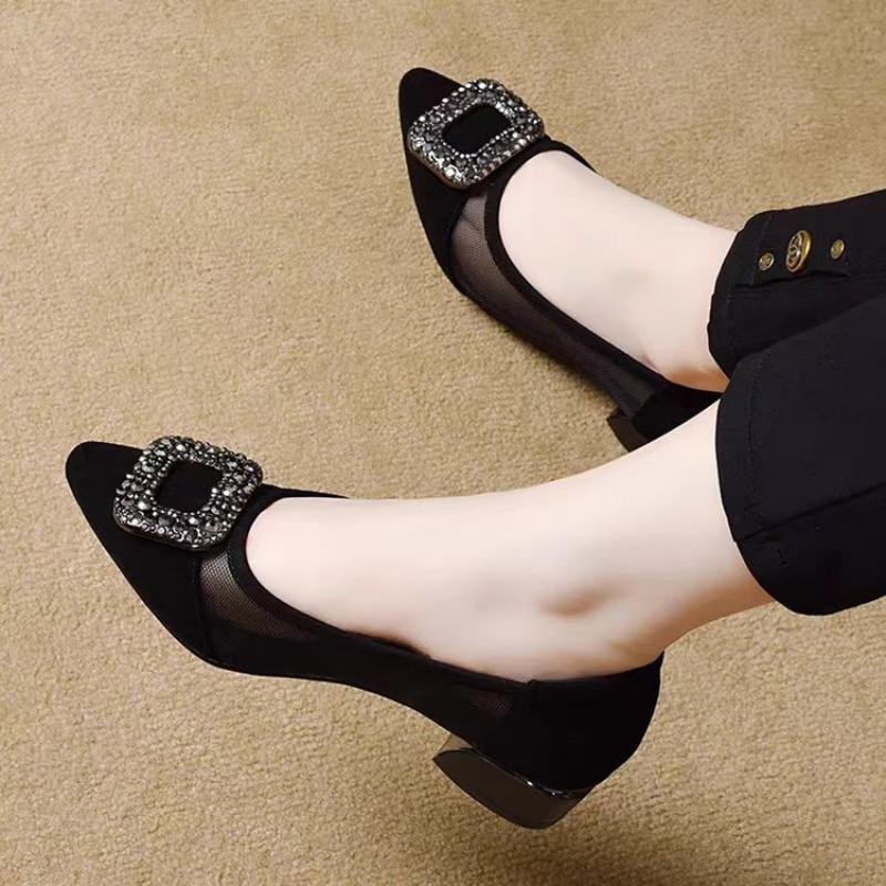 Elegant Pointed Toe Mesh Block - Women Shoes Elegant ulasan dan harga